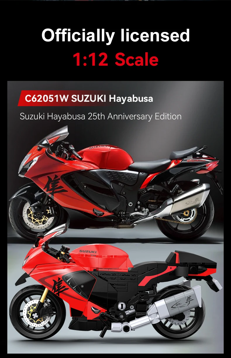 

CaDA Officially Licensed Suzuki Hayabusa 1:12 Motorcycle Building Blocks C62051 310PCS Collectible Model Toy Gift For Kids Adult