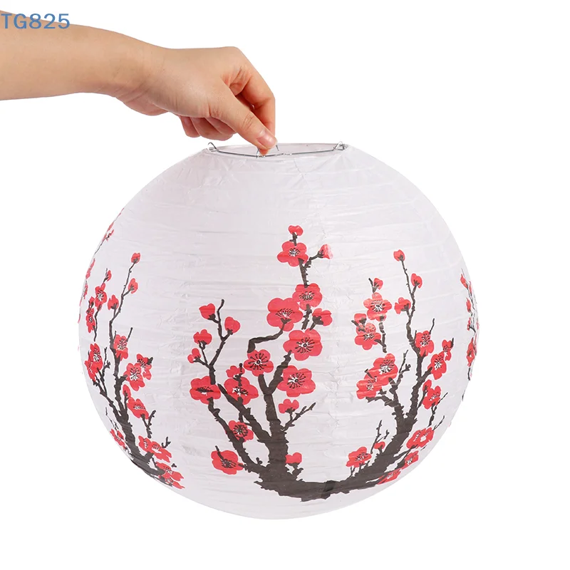 【AN】【AN】30cm Plum Blossom Round Paper Lantern Lamp Shade Chinese Oriental Style Light