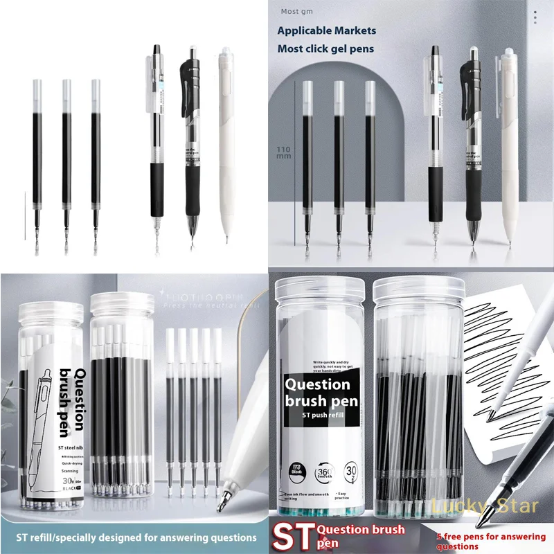 

10/30/50 Pcs 0.5mm Refills Qui Drng Carbon Water Based Pen Bla Neutral Pen Refills Ballpoint Pen Refills Red Replacement