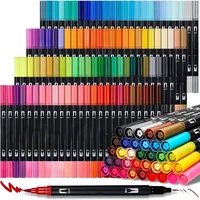 Pluma de pincel de doble punta de 12 120 colores para niños adultos, marcadores para colorear de punto fino, suministros de arte para artistas pintores