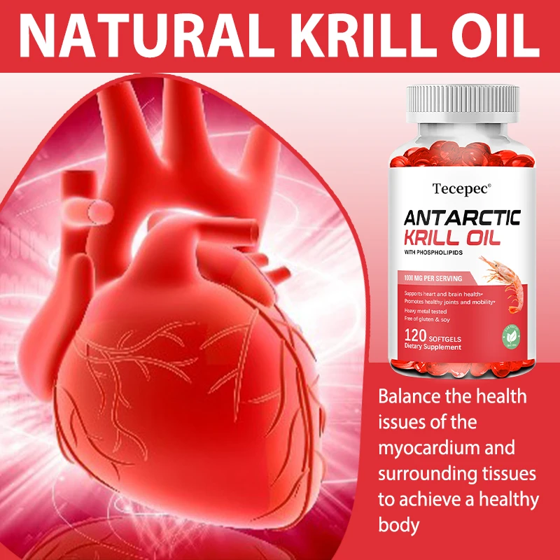 

Antarctic Krill Oil 1000mg Per Serving, Omega-3 EPA/DHA + Astaxanthin, Supports Heart, Brain, Bone, Joint & Eye Health