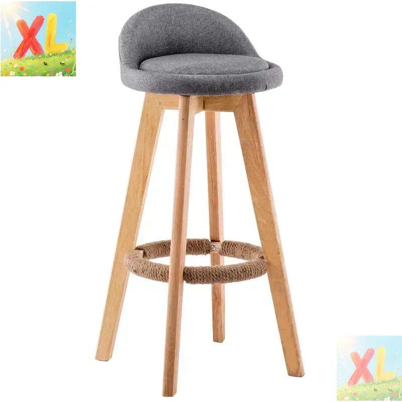 Solid wood bar chair backrest rotating high stool home modern simple bar chair European retro chair