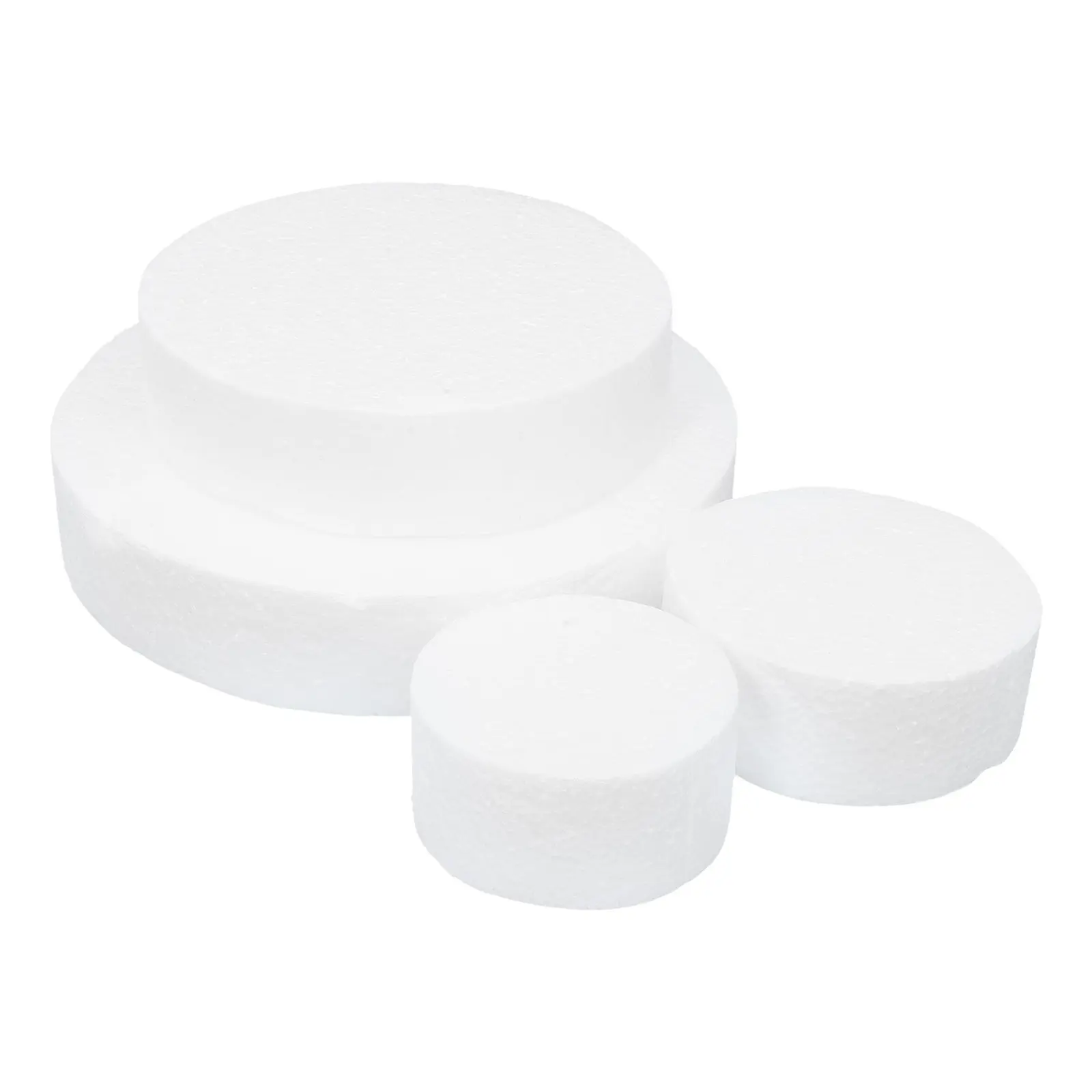 Four Layer Foam Cake Dummies Multi-Tier Round Fake Cake Circles White Decorating Practice Bases for Wedding Birthday Party
