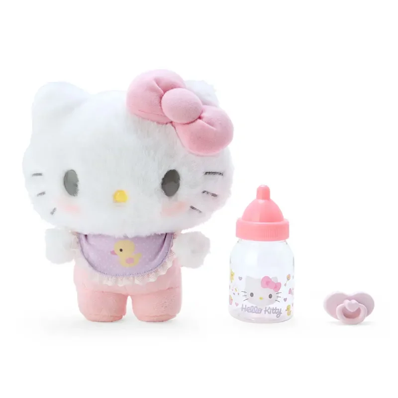 Original Sanrio Baby Pacifier Bottle Plush Cinnamoroll Hello Kitty My Melody Baby Dress Up Suit Doll Anime Stuffed Plushie Toys