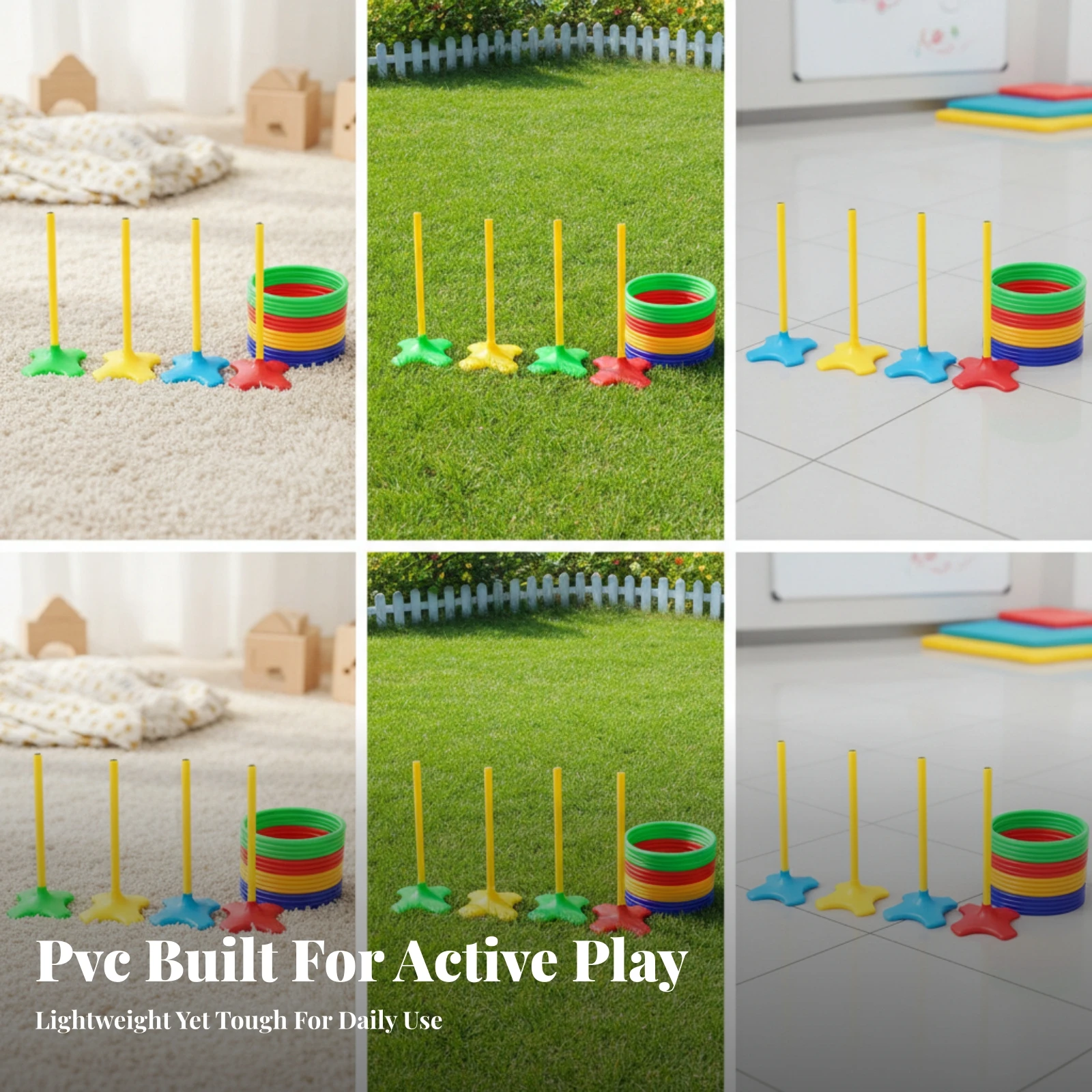 Circle Toss Set with Storage Bag Freestanding Circle Toss Game Toy Outdoor Colorful for Children, Playroom, Backyard