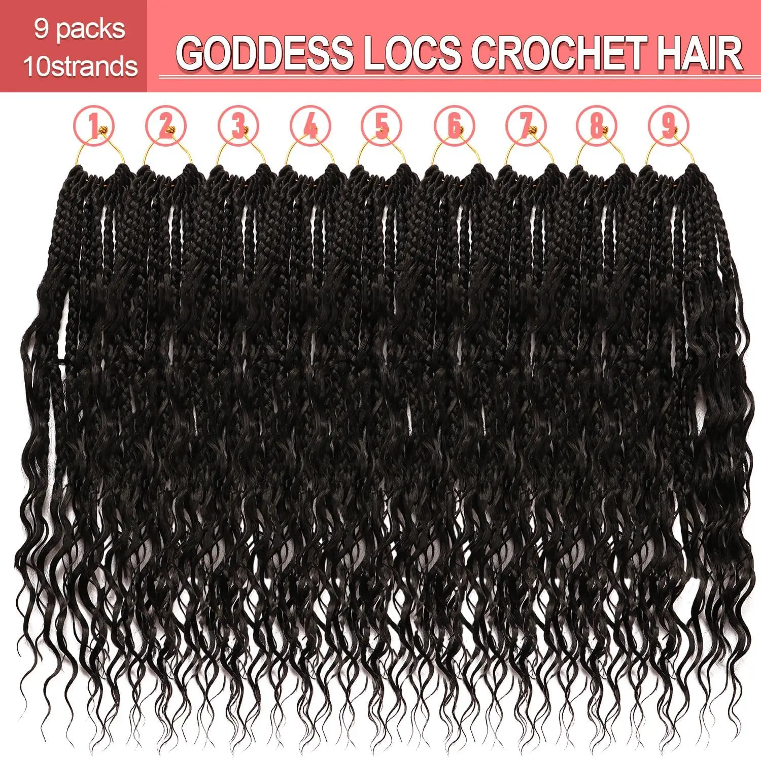 Goddess Boho Box Braids Crochet Hair-9 عبوات 14-30 بوصة ضفائر كروشيه صناعية للنساء السود محلق مسبقًا