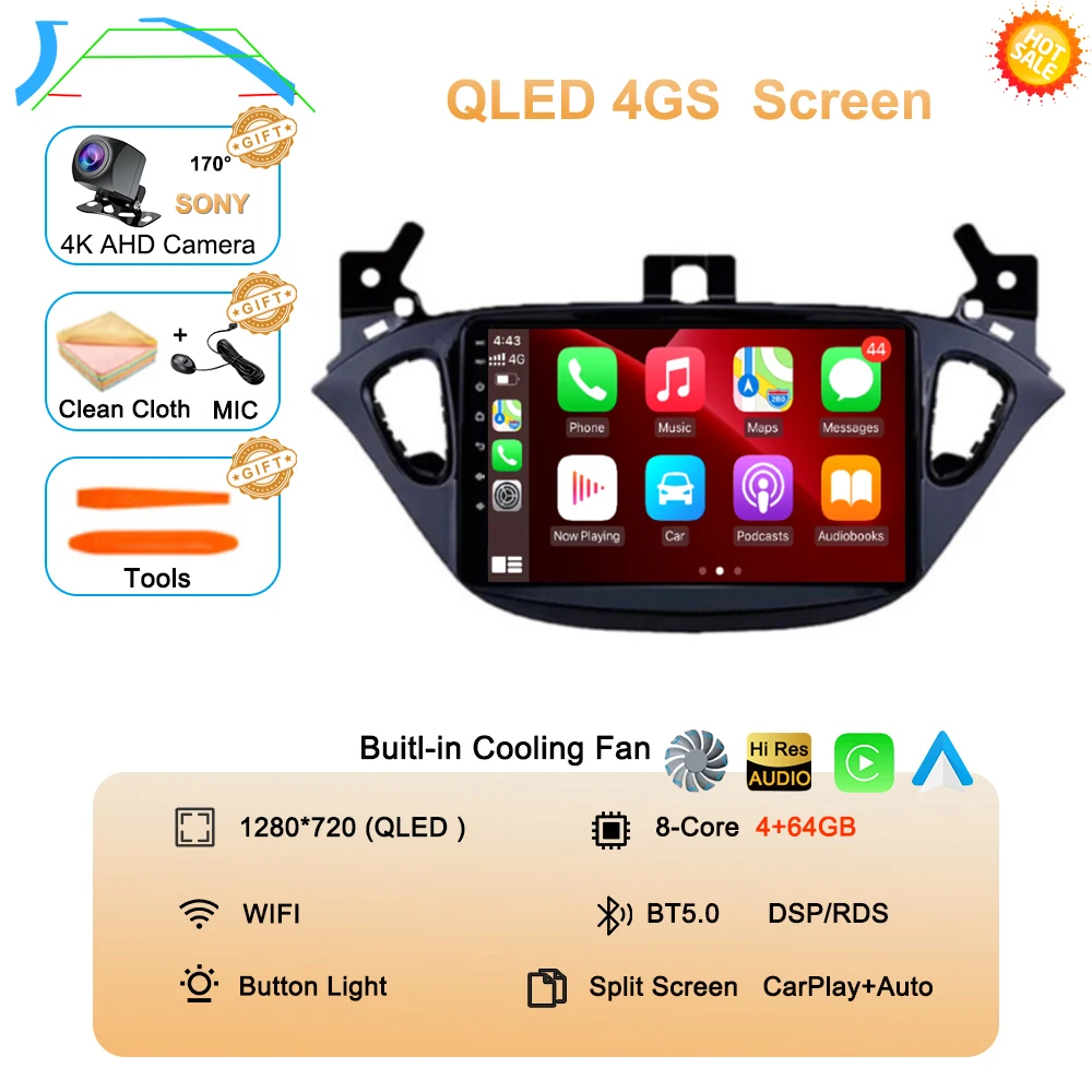 Android 16 Auto voor Opel Corsa E 2015-2019 voor Opel Adam 2013-2016 Multimedia Videospeler Radio Carplay Auto GPS WIFI+4G Stereo