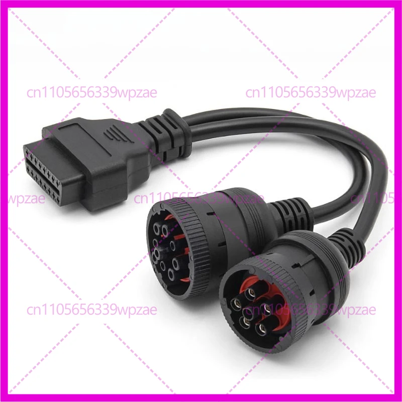 

OBD2 Интерфейс грузовика Y-кабель 16-контактный разъем «мама-мама» 6-контактный J1939 и J1708 9-контактный кабель для адаптера разъема Deutsch/Cummins/cat
