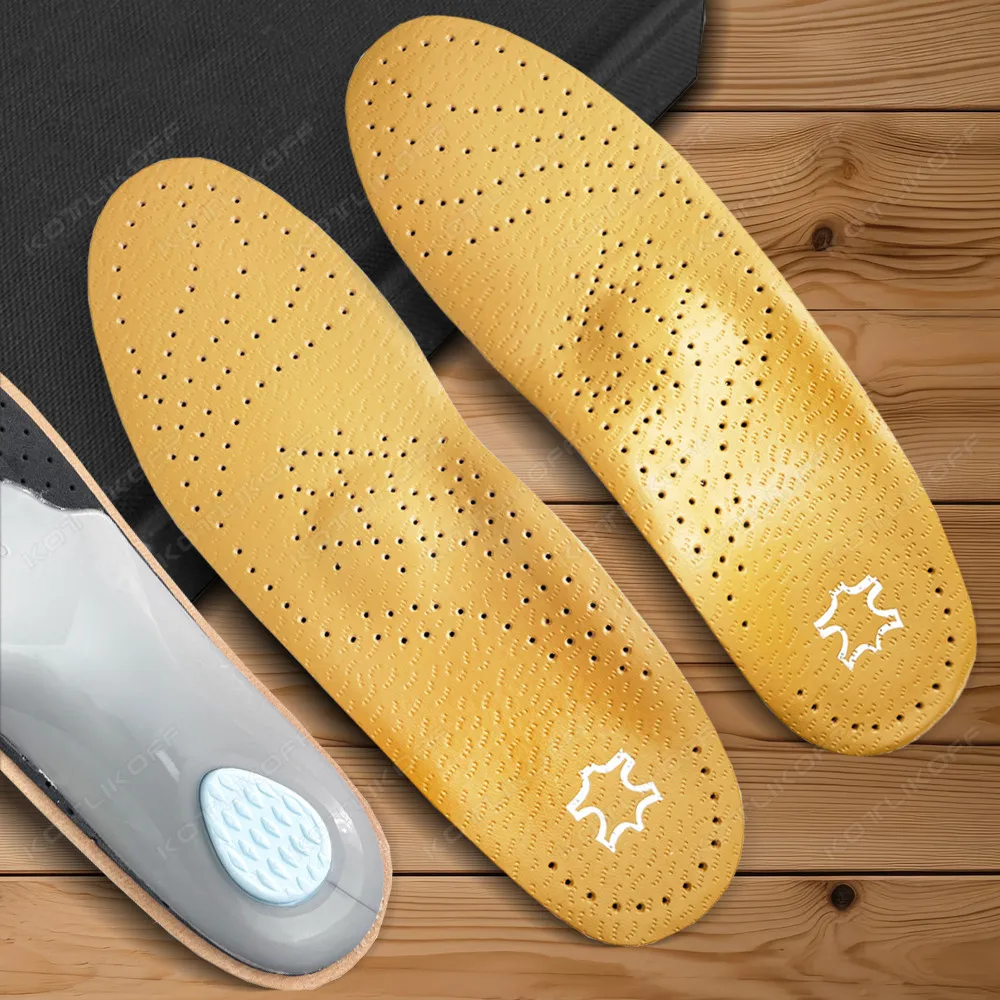 Leather Orthopedic Insoles Arch Support Insole Flat Feet Plantar Fasciitis Shoe Pad O/X Leg Corrected Comfort Deodorising Insert