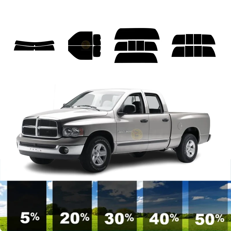 precut Removable Window Tint Film For Car 100% UVR 5%-70%VLT Heat Insulation Carbon ﻿For DODGE RAM BASE 1999-2002