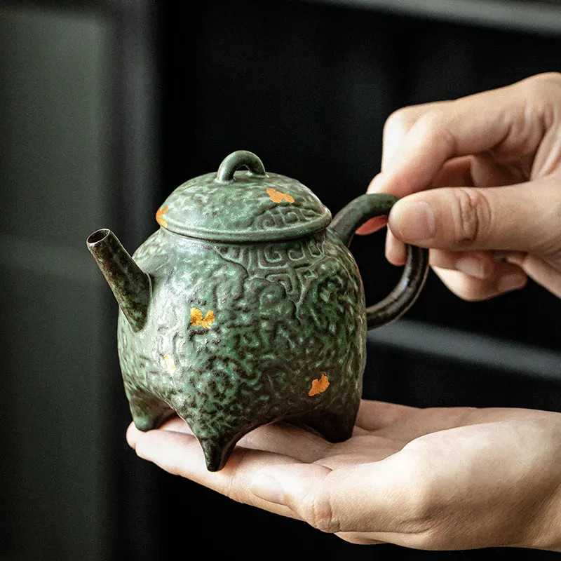 Retro Japanese style Pot Bronze Glaze Teapot Kung Fu Coarse pottery Tea Making Device Tea Infuser Tea Kettle