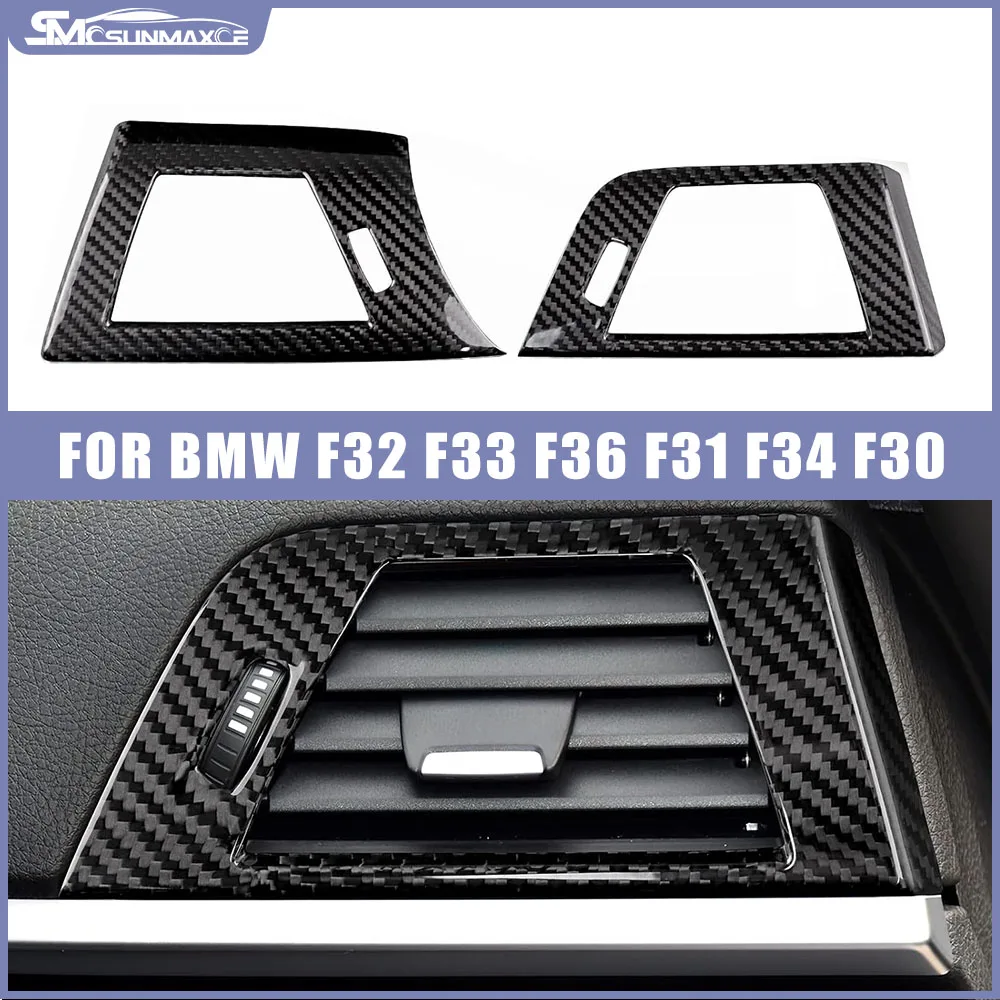 

2Pcs Dry Carbon Fiber For BMW 3 4 Series F30 F1 F32 F33 F34 F36 Car Interior Dashboard Side Air Outlet Vent Cover Sticker Trim