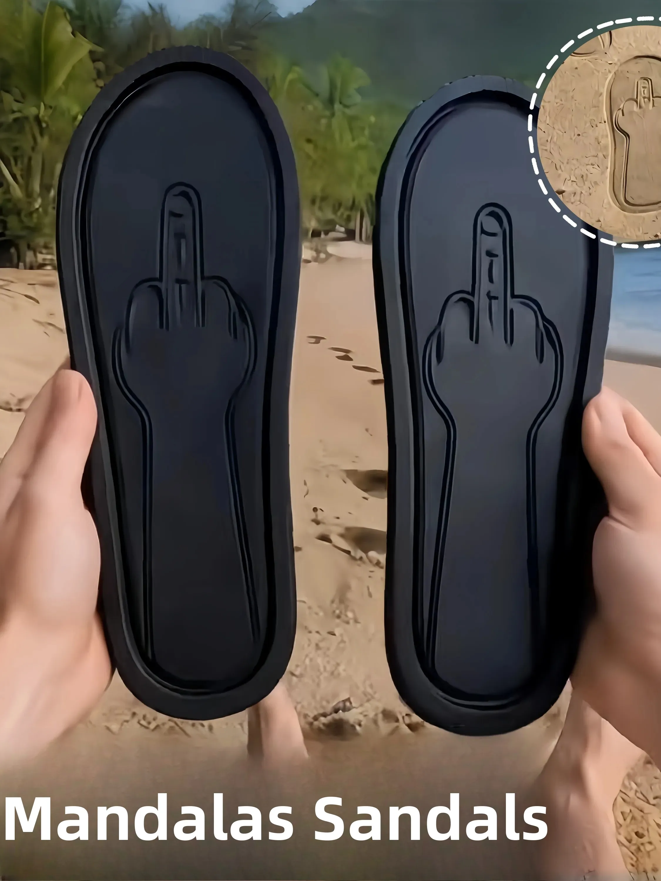 Creative Abstract Expression Stress Relief Thong Slippers Casual Thick Bottom Beach Shoes Funny Footprint Sandals Outdoor Tra...