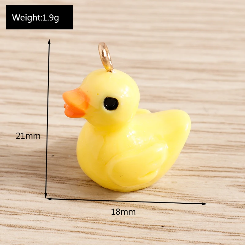 10pcs 18x21mm Cartoon 3D Resin Animal Yellow Duck Charms Pendants for Jewelry Making Earrings Necklace DIY Crafts Accessories