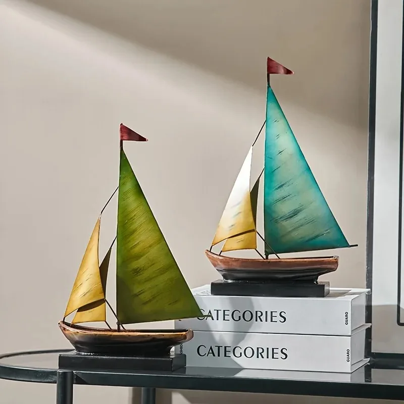 Creative Smooth Sailing Ship Model Decor for Living Room TV Cabinet Wine Bar Office Desk Luxury Ornament