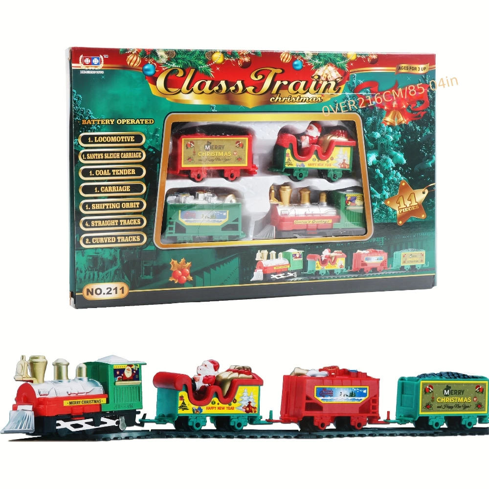 WizKidz Kerst elektrische treinset - Realistisch spoorwegspeelgoed Batterij-aangedreven Kerstman Treinset Woondecoratie Feestplezier