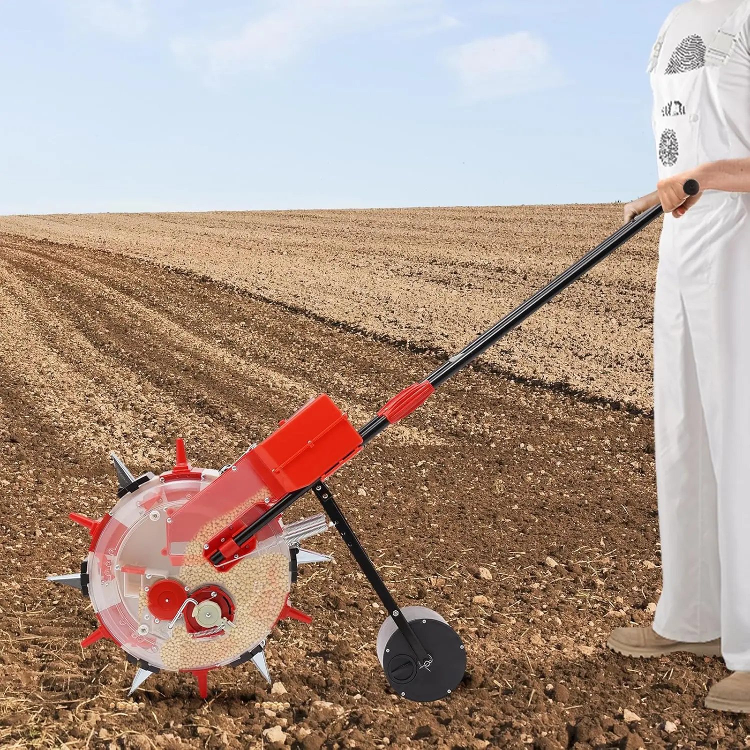 Garden Seeder, 6 Nozzles Hand-Push Metal Precision Lawn