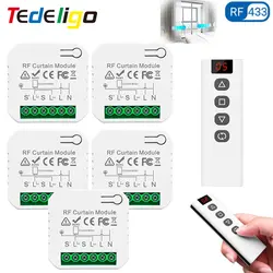 Tedeligo RF perde garaj kapı uzaktan kumandası anahtar modülü ve kablosuz 5 in 1 CH verici, 2 yollu kontrol, 110v 220v 16A