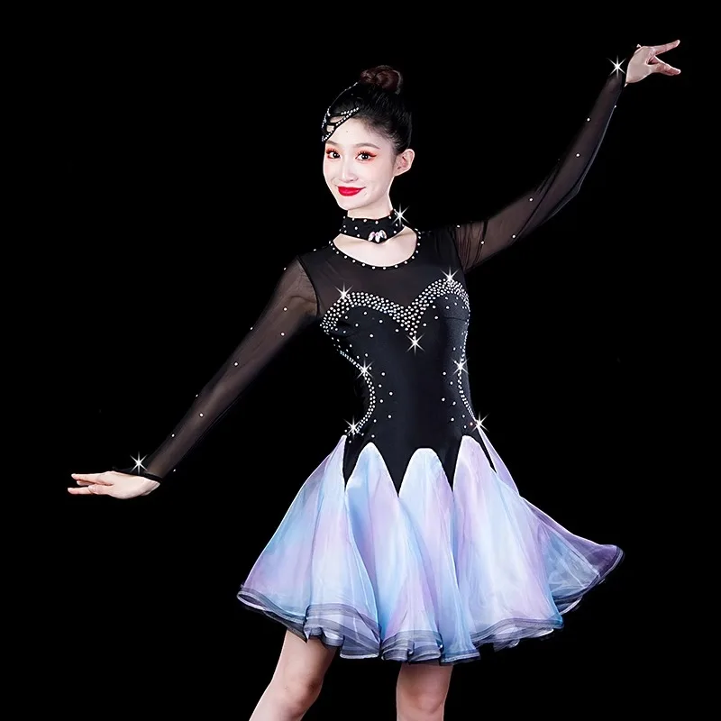 

2024 New Three Step Stepping Dance Costumes Female Gitaba Sailor Latin Dance Competition Performance Dress