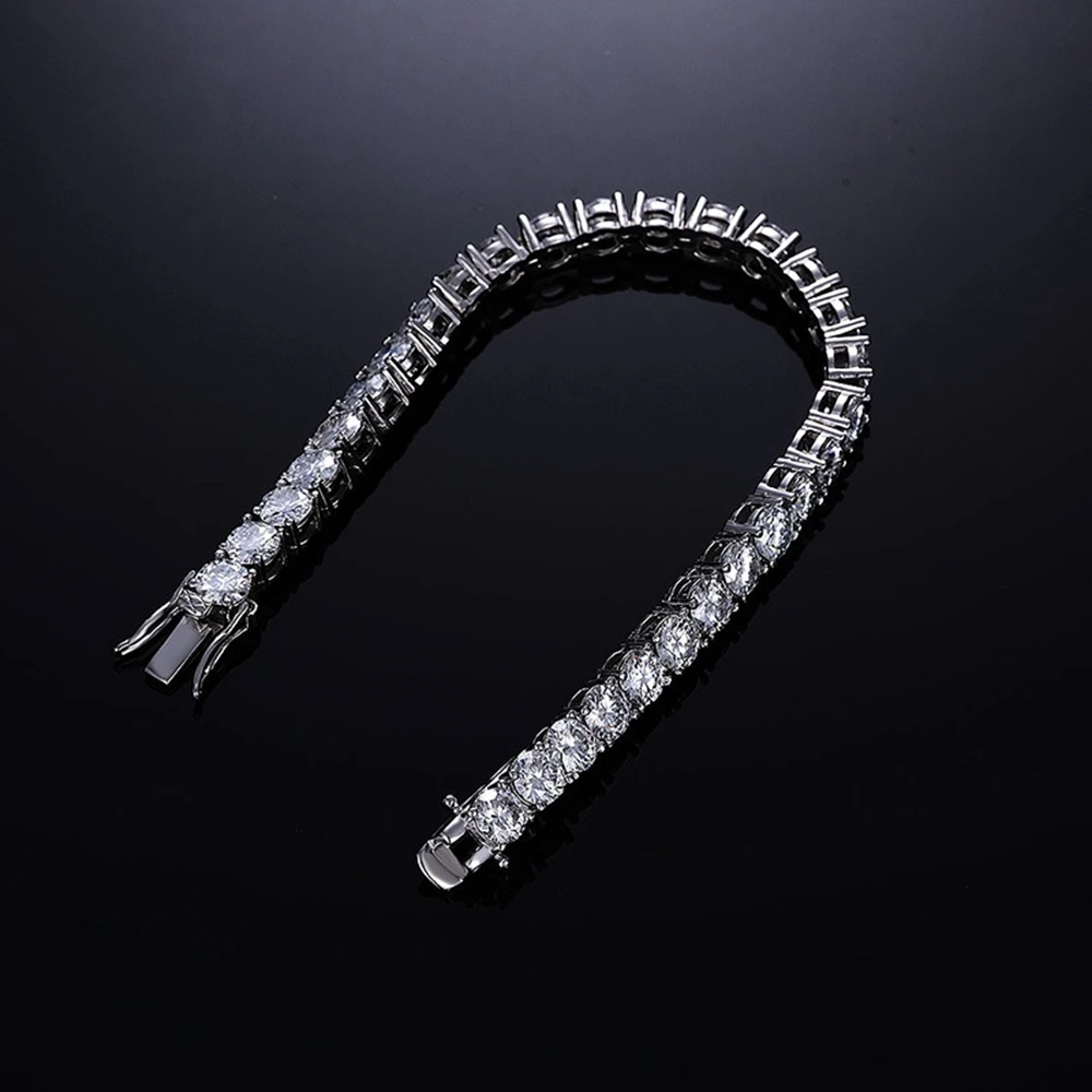 D Color VVS1 Moissanite Tennis Bracelet 3/4/5/6.5mm S925 Sterling Silver Bracelet for Women Man Sparkling Party Jewelry view 2