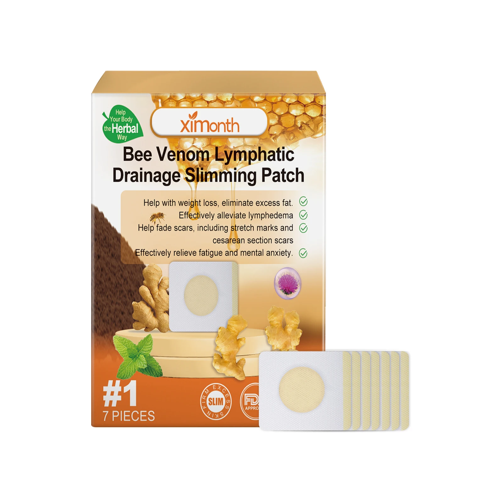 Bee Venom Patches Fast Burning Fat Bee Venom Slimming Patch Improve Stomach Loss Slimming Navel Sticker for Female Male - view 2
