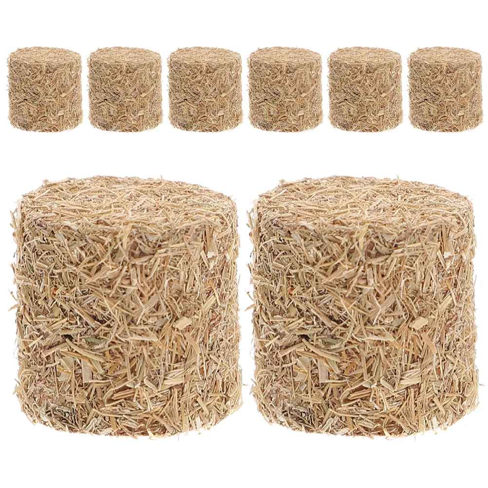 16pcs Mini Simulated Props 2x2x3CM Square Straw Farm Decor Photo Prop Artificial Safe Wooden
