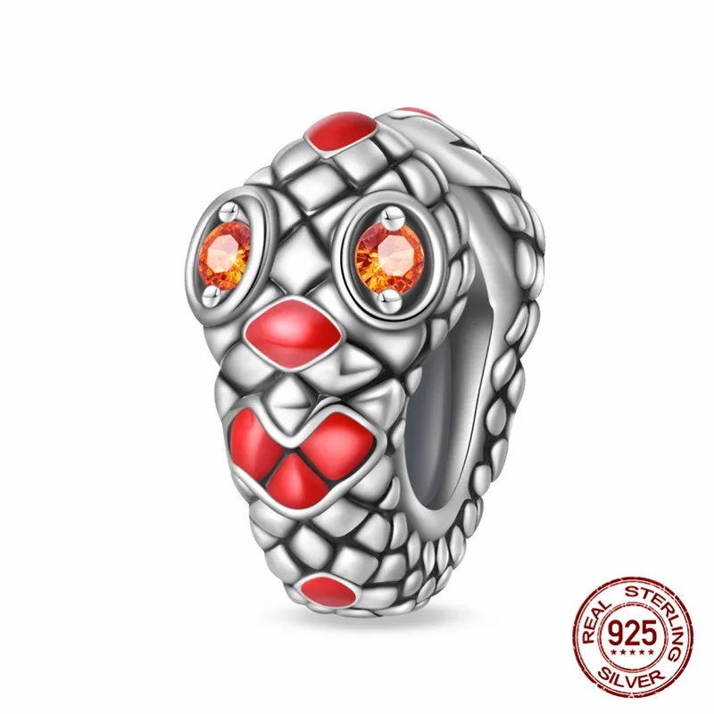 

A captivating 925 sterling silver zircon snakeskin pendant bead paired with an original bracelet a DIY womens jewelry gift