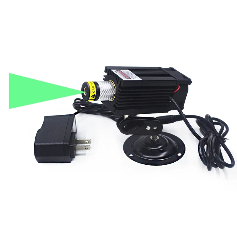 High Power Focusable 520nm Green Line 12V DC Glass Lens Laser Module 300mW 600mW 800mW 1W with Cooling Fan ( Bracket + Adapter)