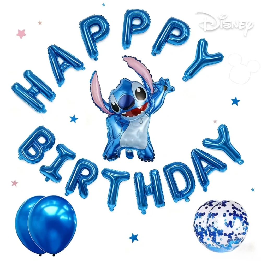 

39Pcs Disney Stitch Balloon Kit Foil Balloons for Blue Space Theme Christmas Birthday Party Decorations Kids Boys Party Gifts