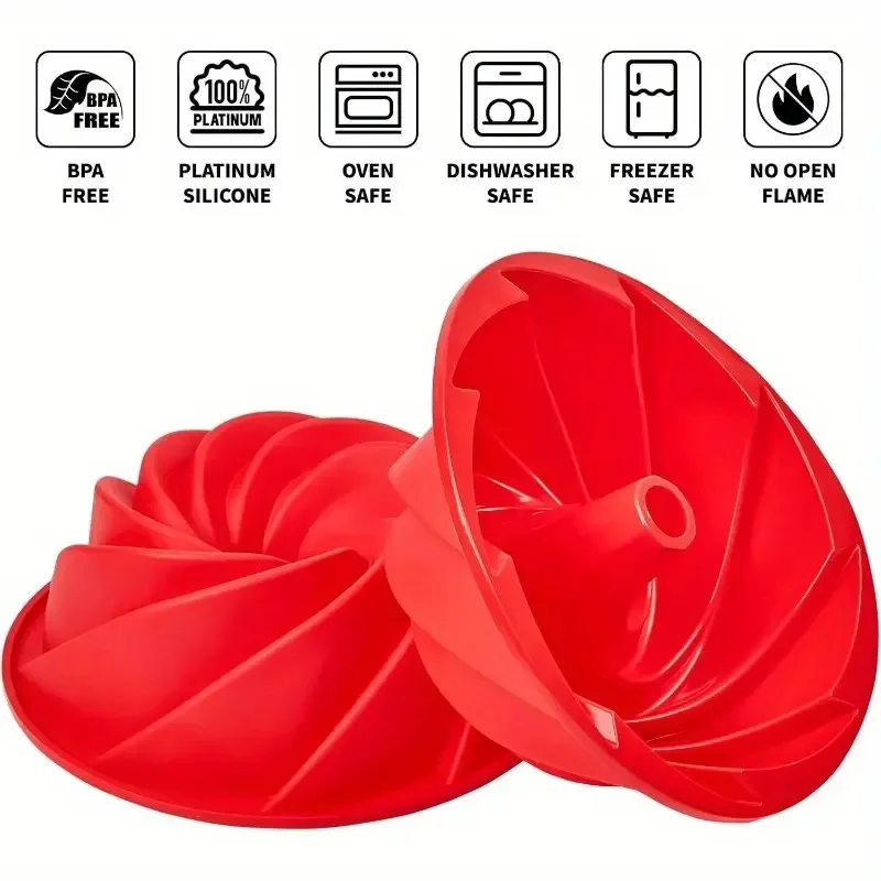 เกลียวดอกไม้รูปซิลิโคนแม่พิมพ์ขนมเกรดอาหาร Easy-Release สําหรับเยลลี่พุดดิ้งขนมเค้กแม่พิมพ์ครัวเบเกอรี่เครื่องมือ