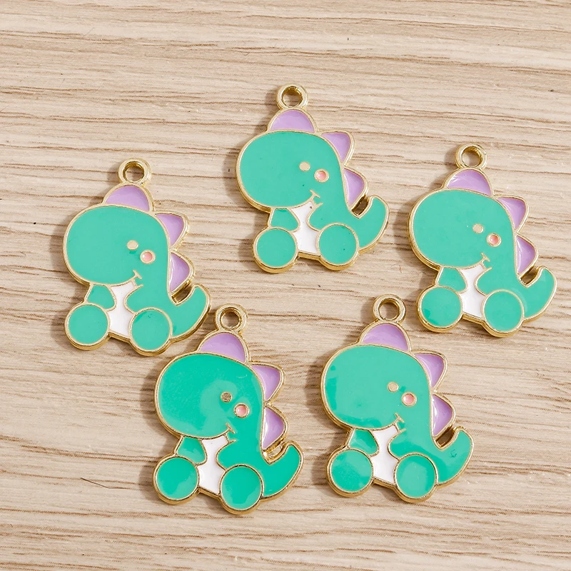 

10pcs 18x25mm Cartoon Animal Charms Enamel Dinosaur Charms Pendants for Jewelry Making Earrings Necklace DIY Crafts Accessories