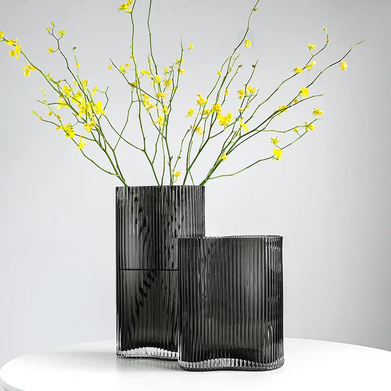 Vase Nordic Little Daisy Stripe Glass Combination Flower Arrangement Fruit Tray Light Luxury Home Decoration Hydroponics