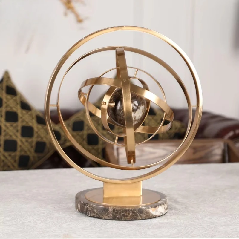 World globe metal sculpture creative crafts display home decoration works