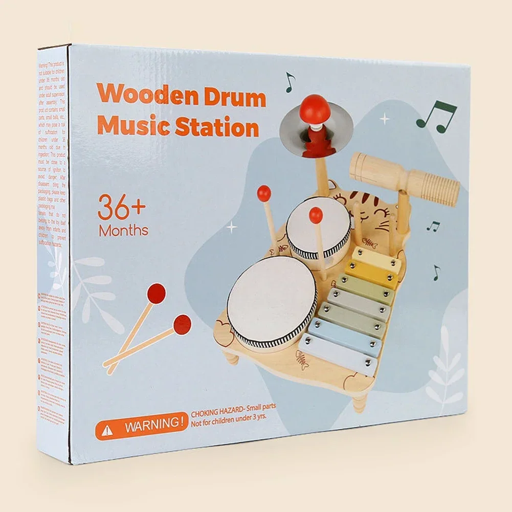 Kids Drum Set for Toddlers Preschool Educational Baby Musical Toys Birthday Gifts Musical Instruments Set Xylophone Tambourine