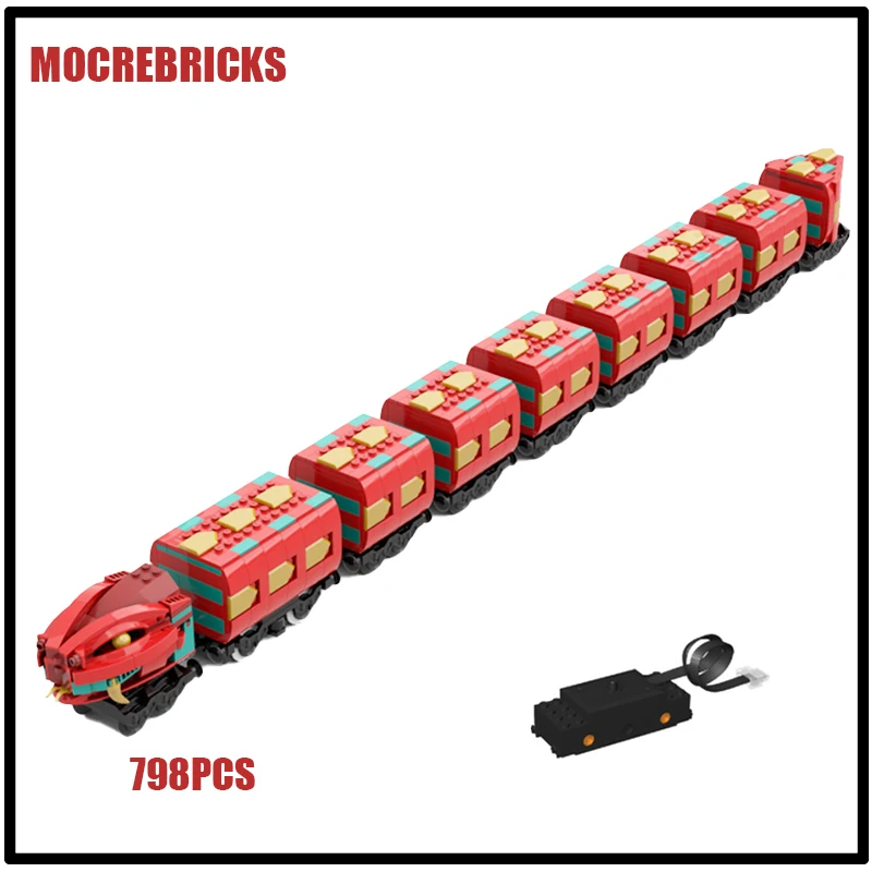 City Railway Snake Year Series Electric train  Assembling MOC Building Block Model Brick Children's  Christmas Collection Gifts