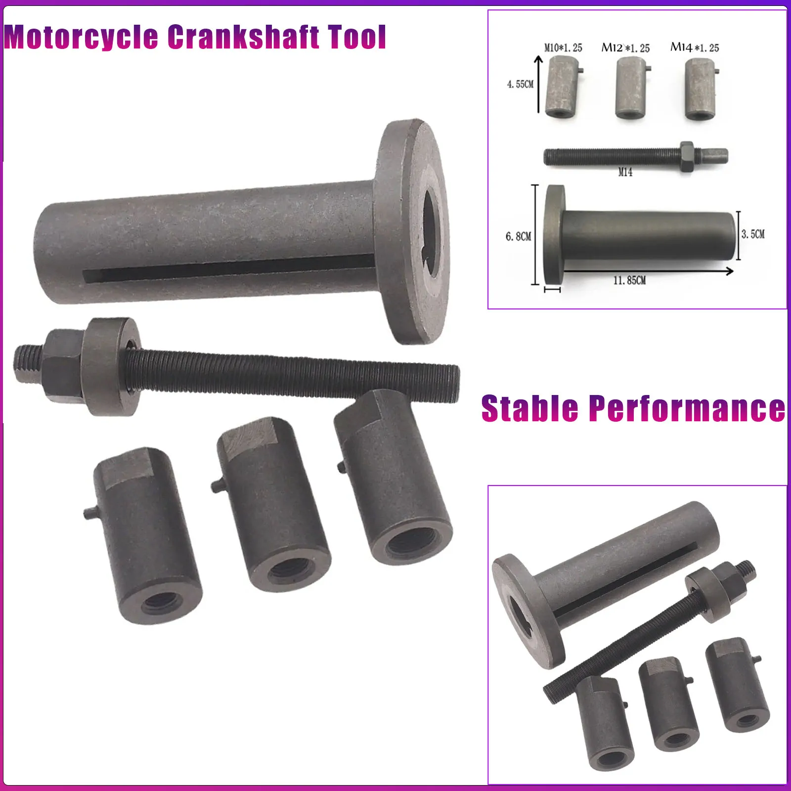 

Practical Easy Installation Motorcycle Crankshaft Tool M10 M14 Steel Heavy Duty Motorcycle Specialty Tool Stable Performance