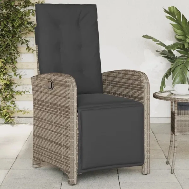 Outdoor Black Cushioned Chair Back Comfortable Poly Rattan Rattan Chair Leisure Rattan Chair Suitable for Terrace Living Room