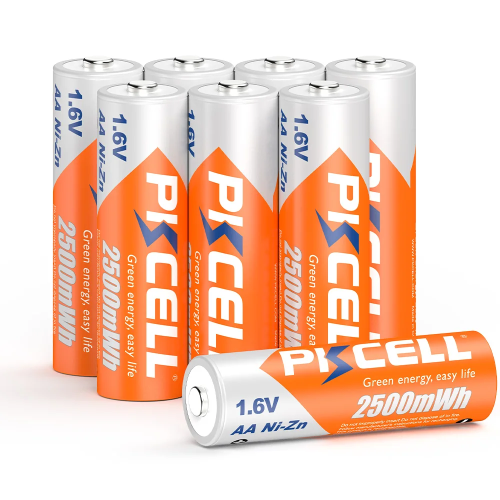 8 قطعة PKCELL NIZN AA بطاريات AA بطارية قابلة للشحن 2500mWh 1.6 فولت معبأة مع شاحن بطارية NI-ZN لبطارية 2-4 قطعة AA/AAA