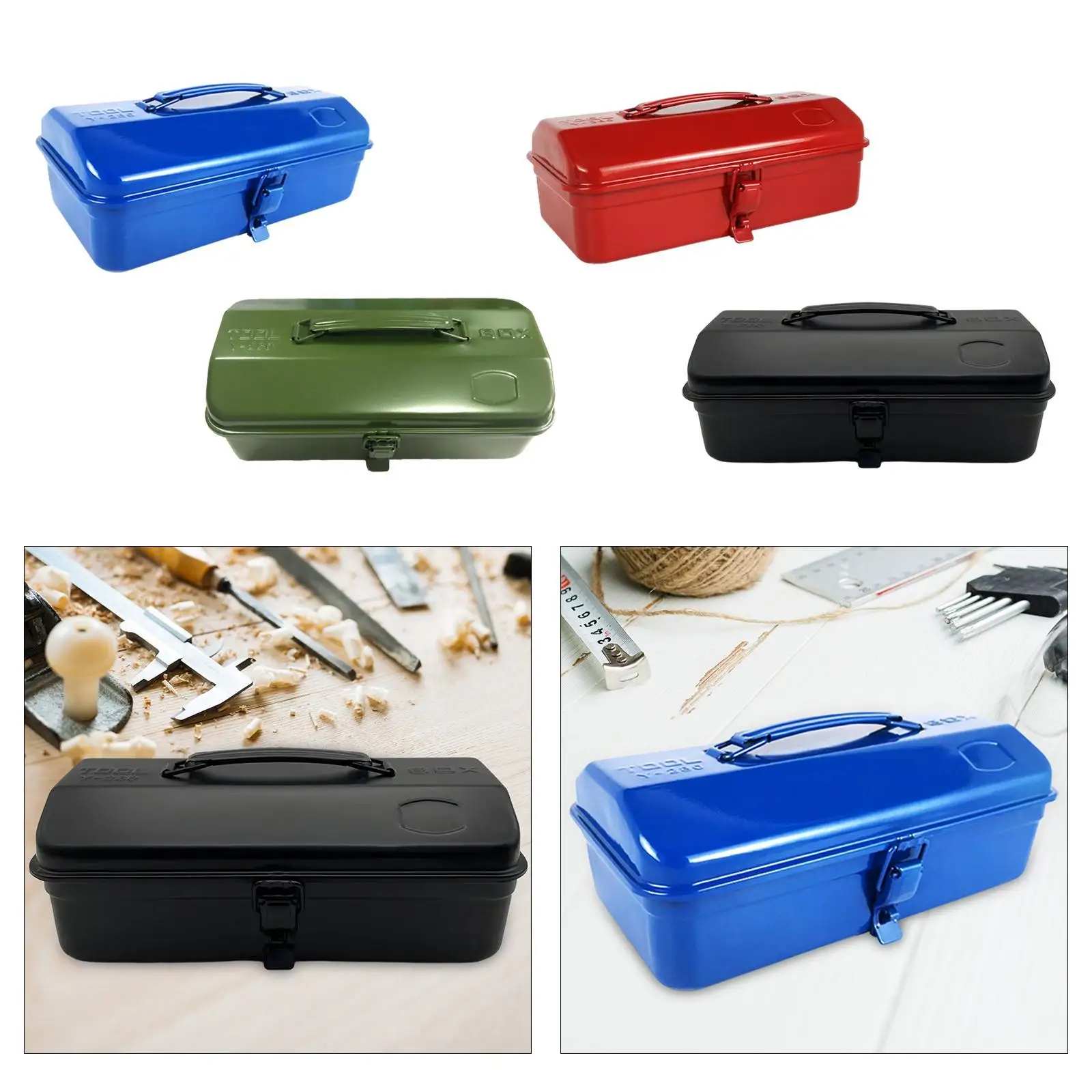 Portable Tool Box Car Hardware Repair Tool Storage Box Tool Case Household Solid Metal Locking Latch Sturdy Container Carrier