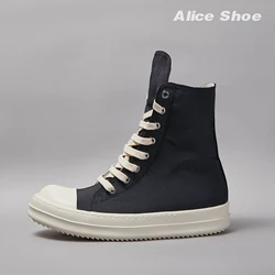 Brand Men Shoe Casual High Top Women Sneaker Black Classic Ankle Boot Designer Canvas Luxury Zipper Trainer Lace Up Flat Shoe