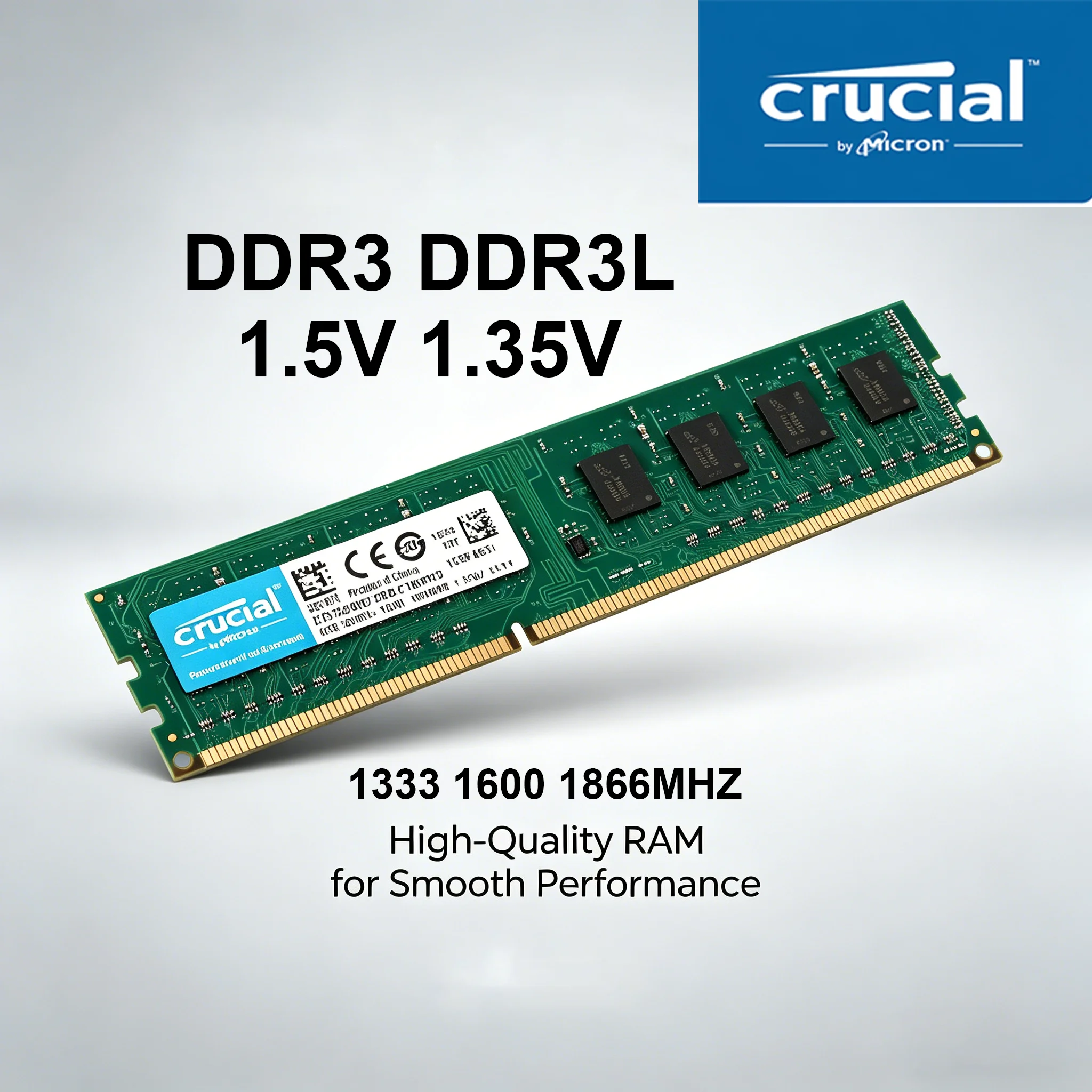 Memória Crucial DDR3 DDR3L RAM para Desktop 1.5V 1.35V RAM para PC 1333mhz 1600mhz 1866mhz 4GB 8GB DIMM