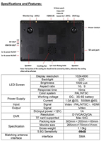 Hawkeye Little Pilot Captain X FPV Monitor with DVR 5.8G 96CH 10.2 inch Dual Receivers 1024x600 LED 16:9 NTSC/PAL Auto Search
