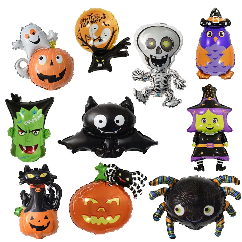25 Stück Mini Halloween Kürbis-Geist-Folienballons Fledermaus Totenkopf Kürbis Luftballons Kinder Horror Halloween Nacht Party Dekorationen – Detail 2