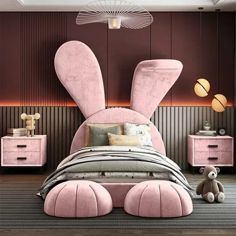 Hot Salesmodern Beds Single Children Upholstered Furniture Princess Kids Child Girl Bed
