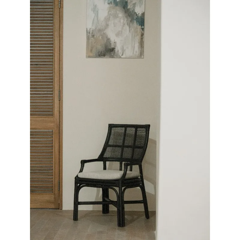 

Natural rattan leisure chair dining chair single home living room homestay home designer