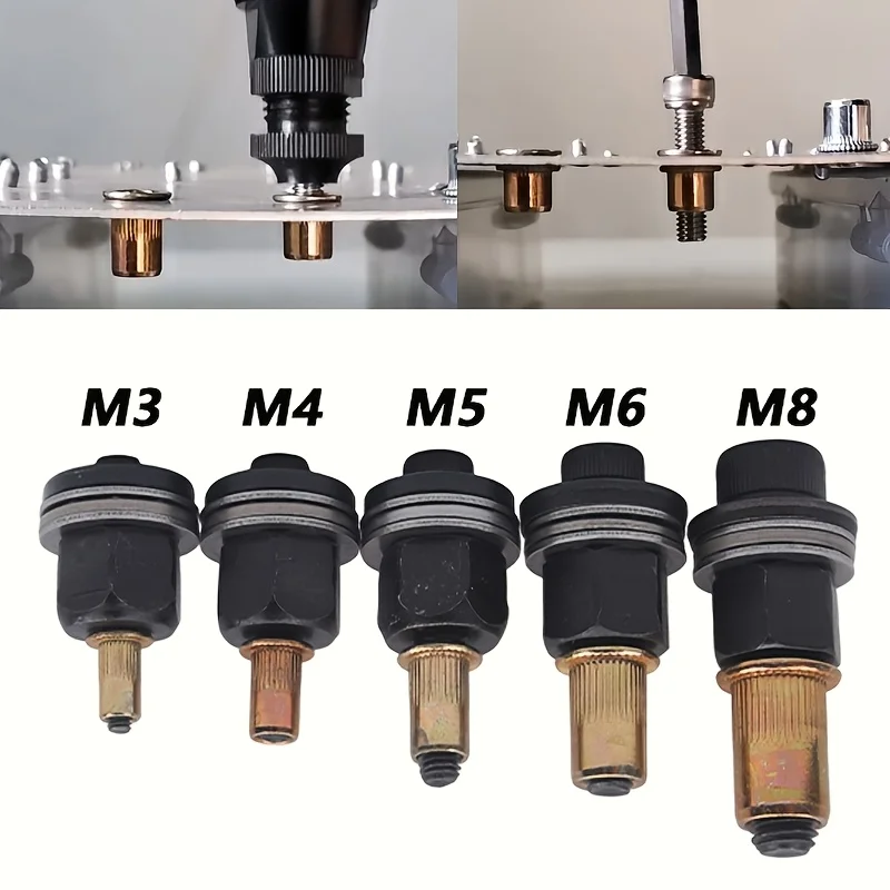 5-Piece Manual Rivet Gun Full-Size Set - Efficient Manual Rivet Machine Manual Rivet Nut Kit, M3-M8 Manual Rivet Nuts, Easy to Use, Durable Set, Suitable for Automotive, Home Renovation, and Various Metal Connection Tools