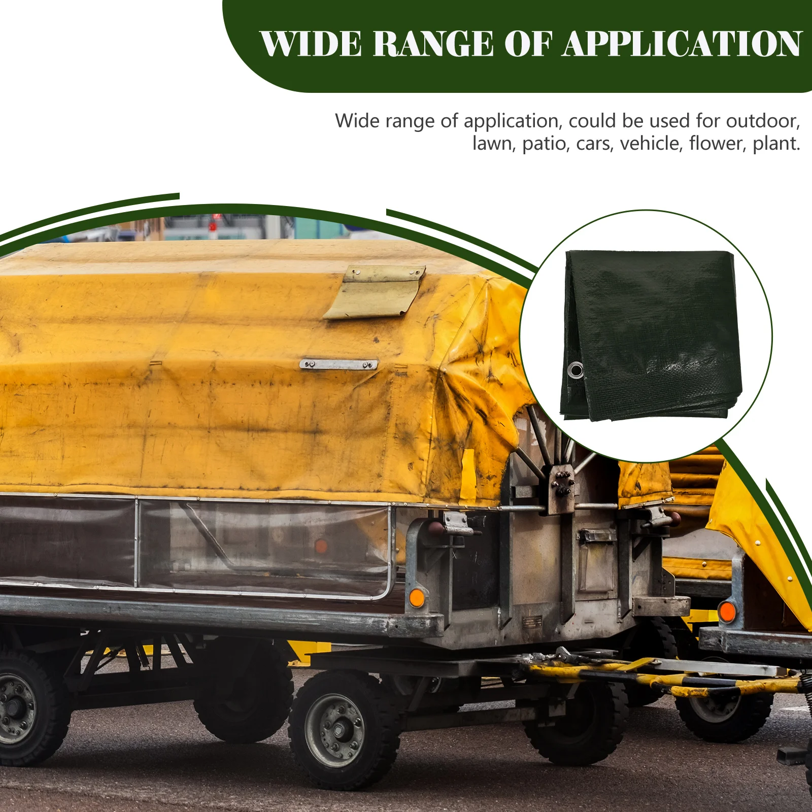 

2m x 2m Waterproof Sunscreen Heavy Duty Tarp PE Coated Green Outdoor Cloth for Lawn Patio Cars Plants Protection