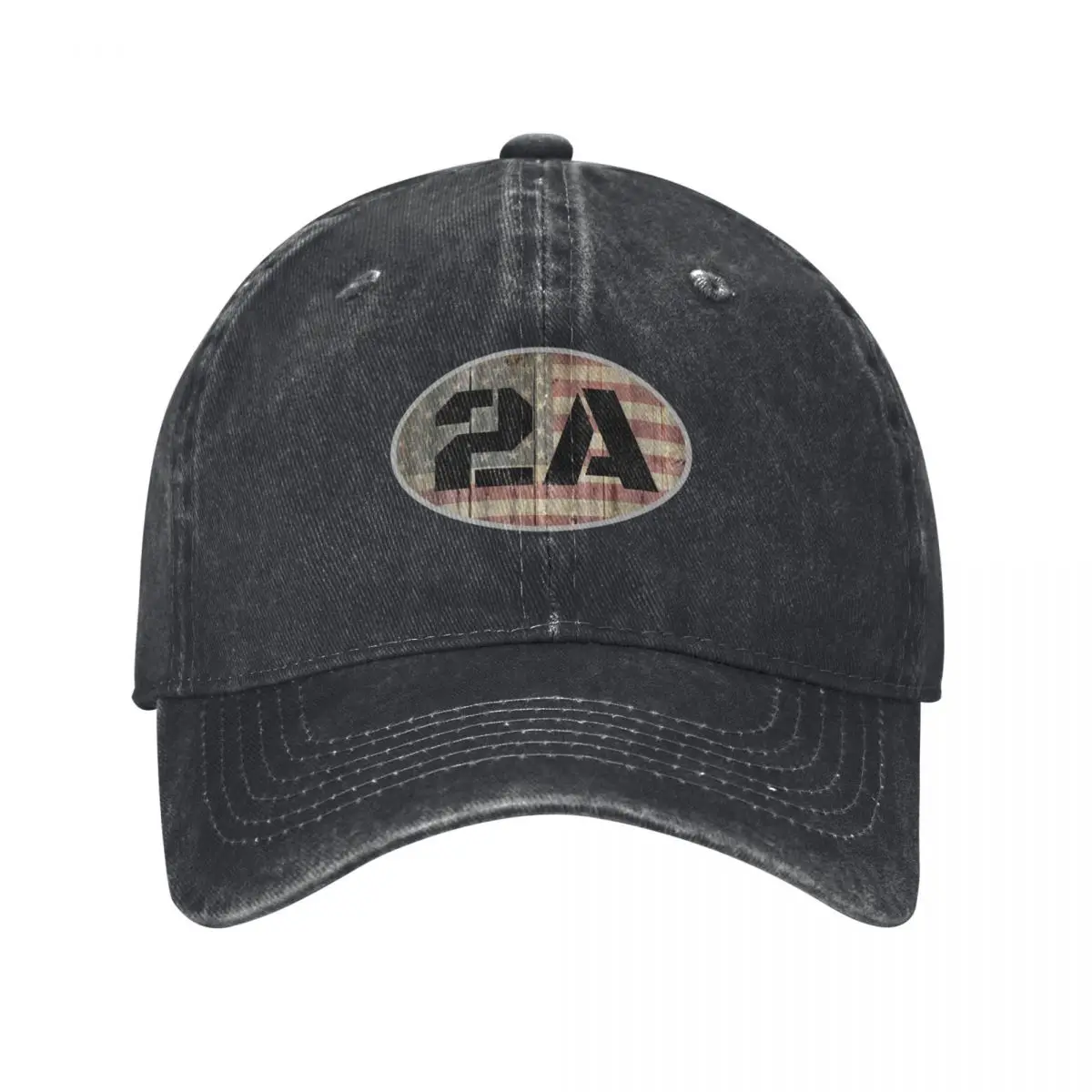 2A Second Amendment faded flag on wood oval. Baseball Cap birthday dad hat Vintage Women's Beach Outlet Men's