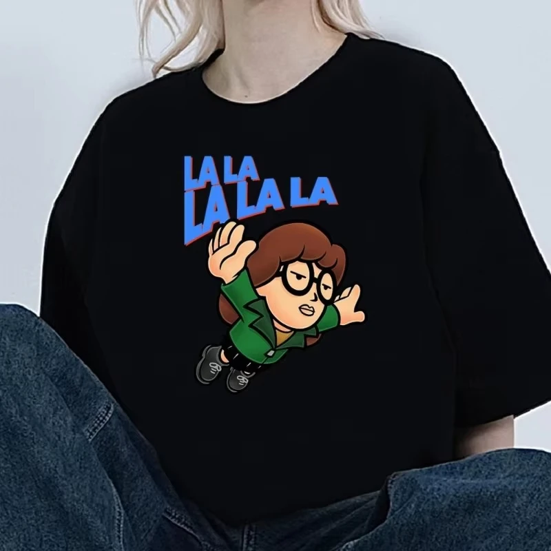 تي شيرت Daria Cartoon Graphic للسيدات للأزواج بأكمام قصيرة ورقبة دائرية كاجوال من القطن