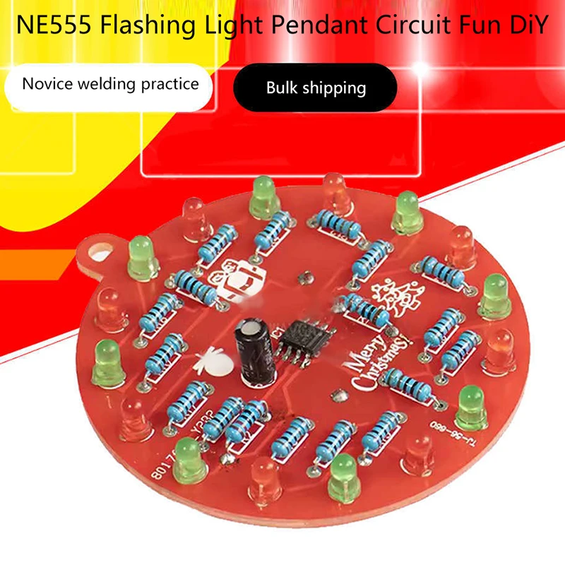 [ZY44] DIY Electronic Kit NE555 Red LED Christmas Tree Decoration Flashing Light Electronic Component Fun Soldering DC 3V